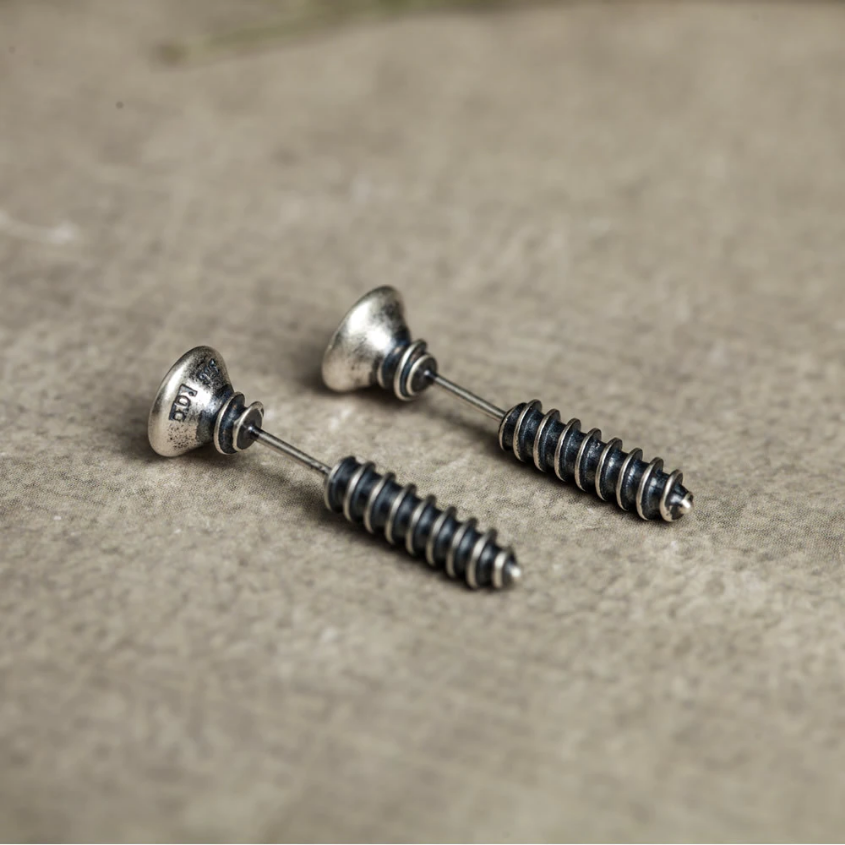 925 Sterling Silver Screw Stud Earrings, Statement Earrings, Funky Earrings, Nail Studs, Gothic Punk Studs, Unique studs, Men Earrings