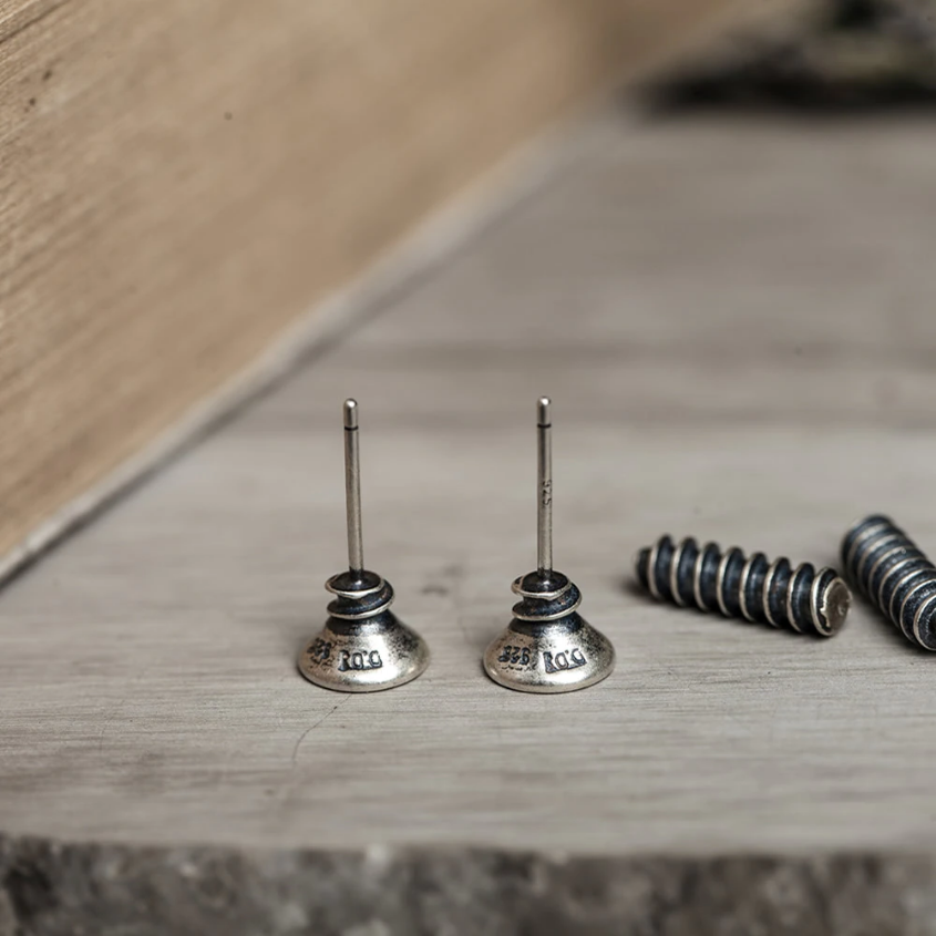 925 Sterling Silver Screw Stud Earrings, Statement Earrings, Funky Earrings, Nail Studs, Gothic Punk Studs, Unique studs, Men Earrings