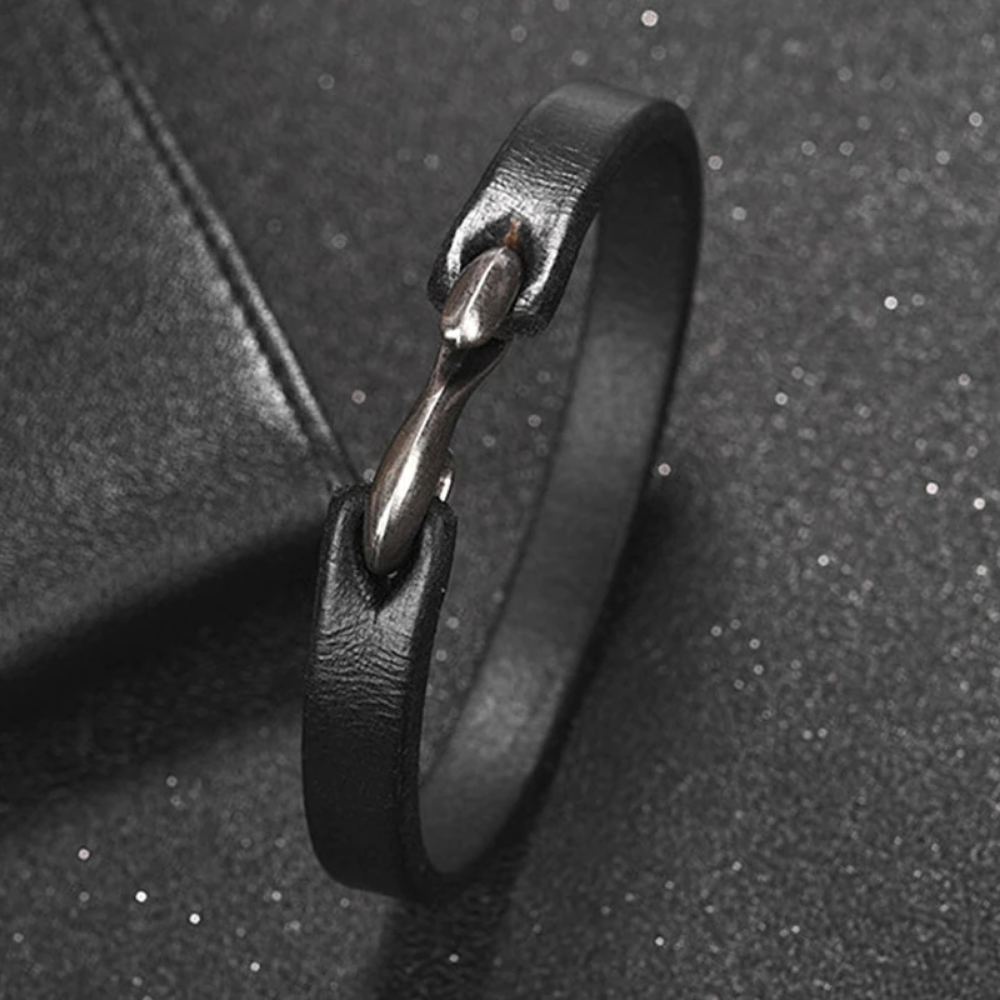 Men Bracelet Minimalist Vintage Style Genuine Leather Hook Bracelet Men Wristband Bangles Jewelry Gift
