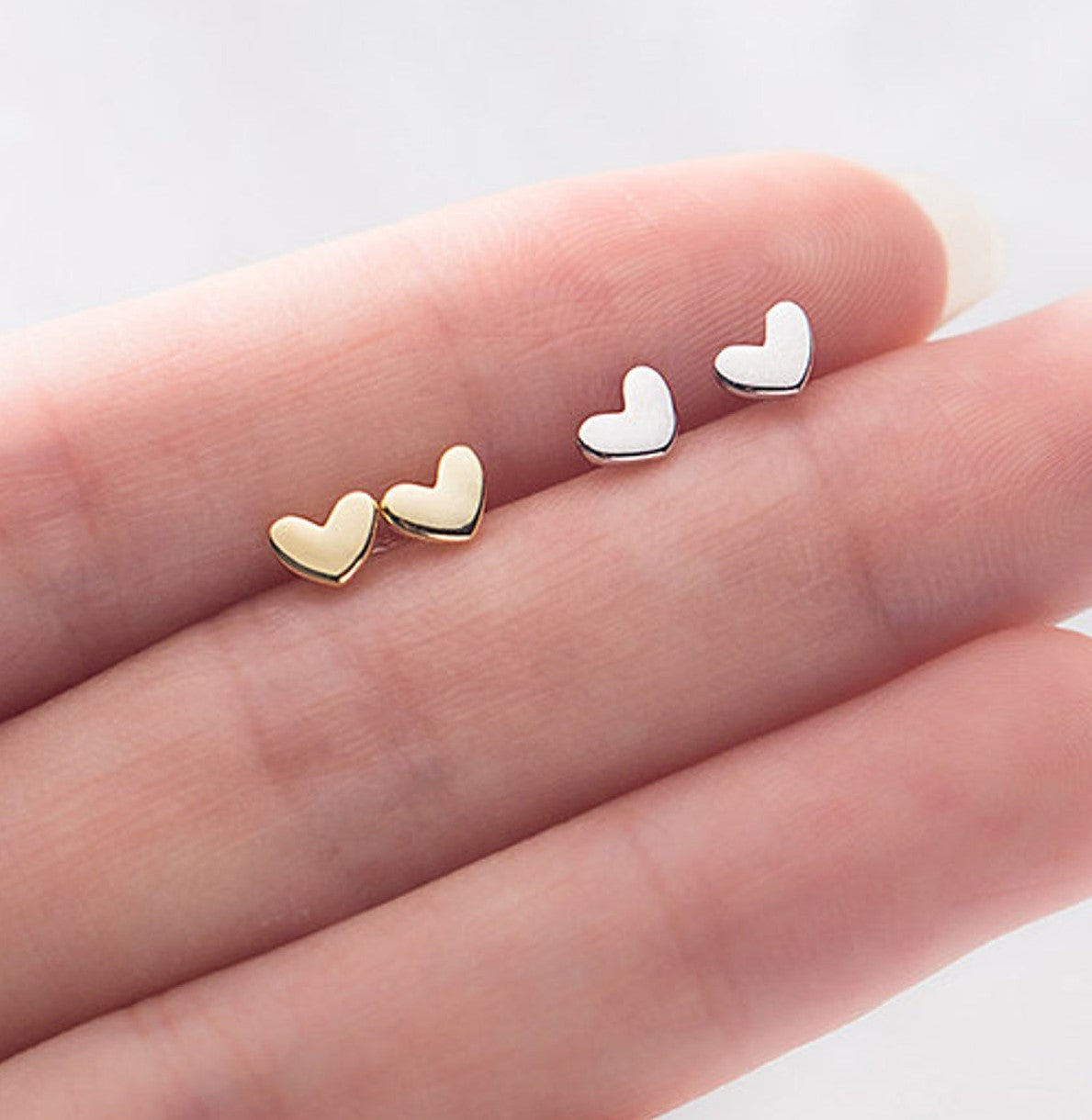Gold Plated Sterling Silver Heart Earring Minimalist Earrings