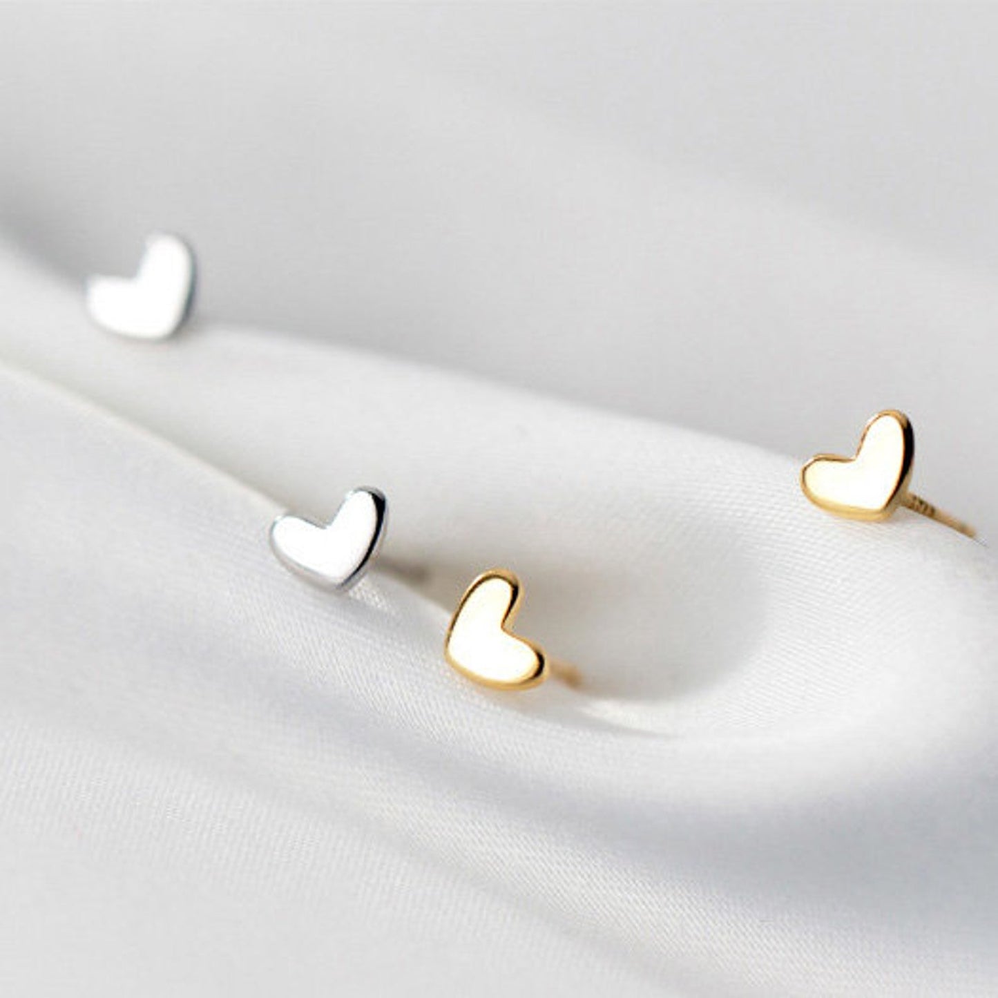 Gold Plated Sterling Silver Heart Earring Minimalist Earrings