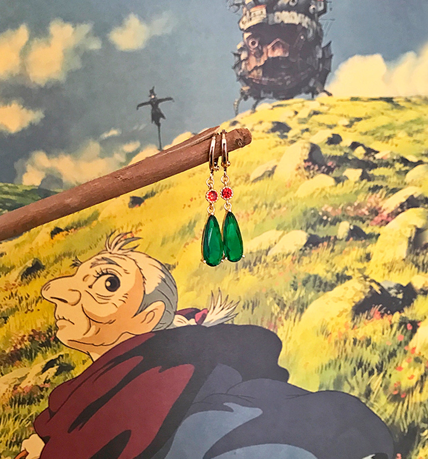 Howl's Moving Castle Huggie Hoop Vintage Earrings Women Jewelry Best Gift Idea