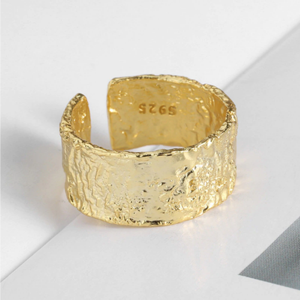 Adjustable Sterling silver gold ring. Gift for Her