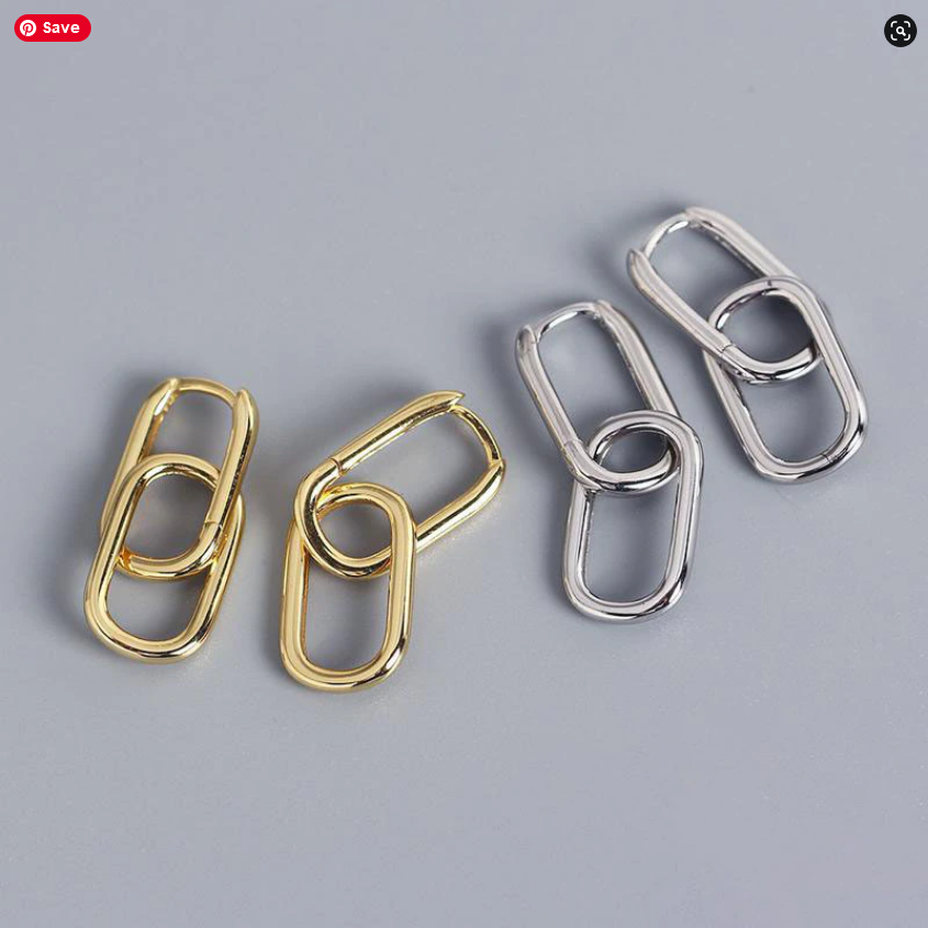 925 Sterling Silver Oval Hoop Earrings For Women Geometric Hot Elegant Love Gold Plated Earrings Gift