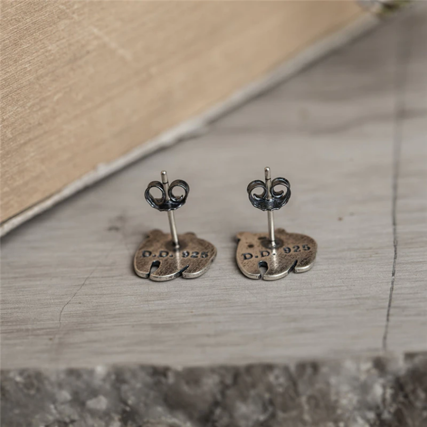 Sterling Silver 925 Chinese Panda Stud Earrings Vintage Style earrings For Men Women Jewelry Memorial Gift