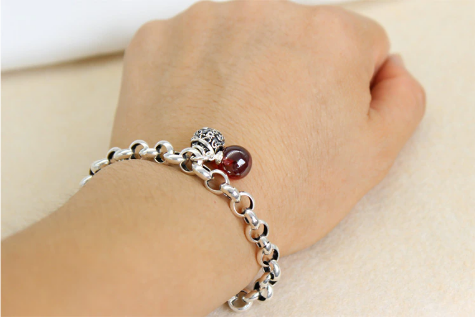 925 Sterling Silver Gemstone Star Bell Bracelet Korea Japan Style Women Girl Lady Fashion Vintage Style Jewelry Gift