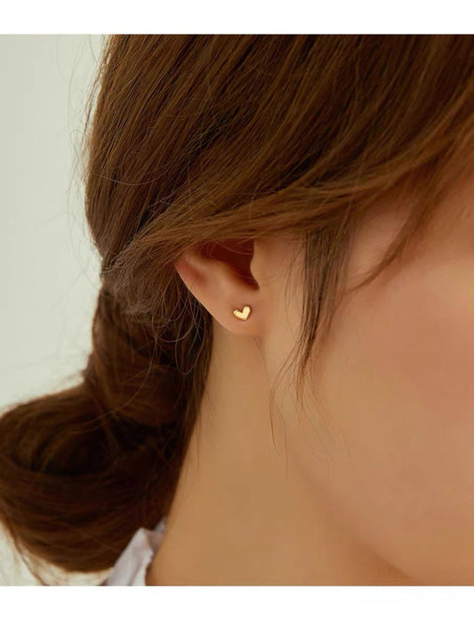 Gold Plated Sterling Silver Heart Earring Minimalist Earrings